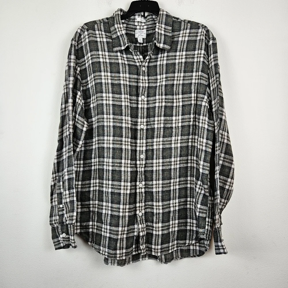 J.Crew Short-sleeve Albini Italian linen Slim shirt Size XL